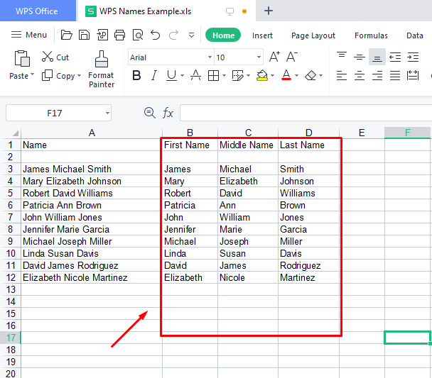 spreadsheet separated names spreadsheet separated names