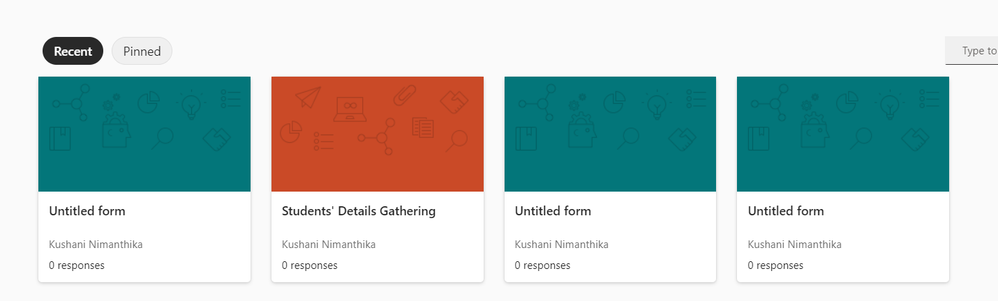  Select the form Microsoft Forms