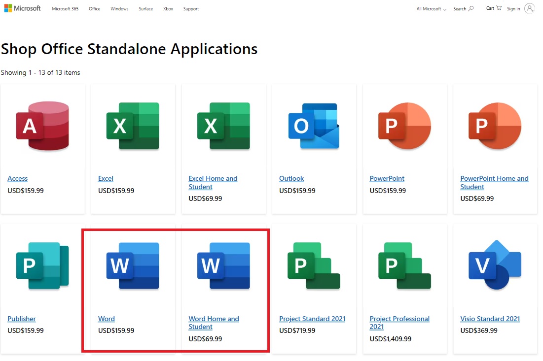 Microsoft Word 구매