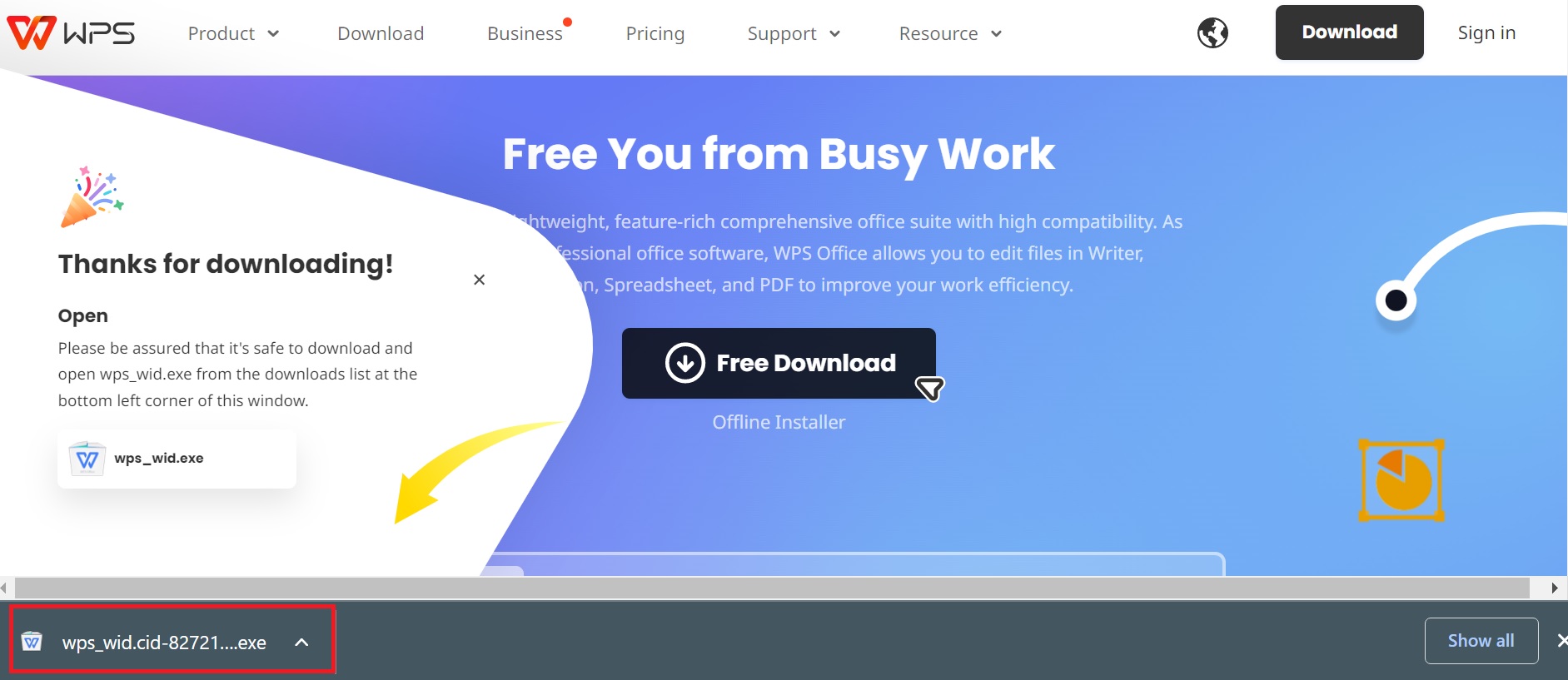 다운로드한 파일을 클릭하세요