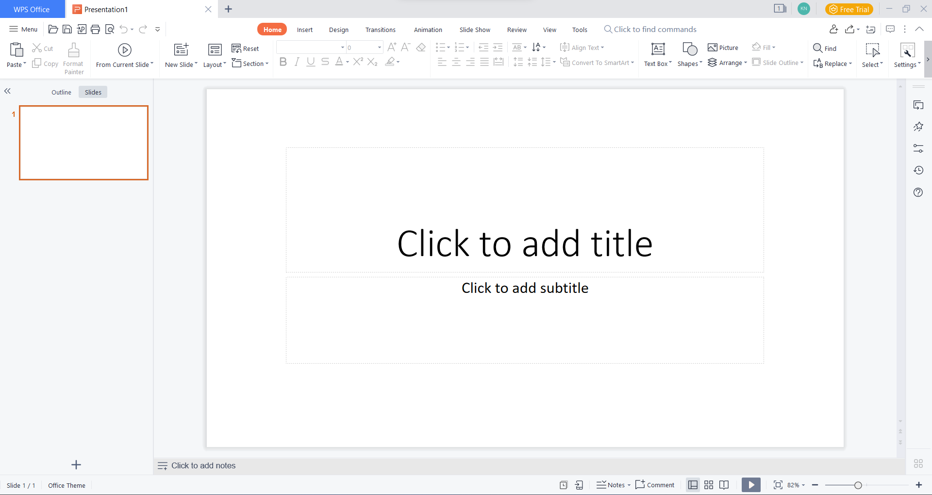  WPS Office presentation blank