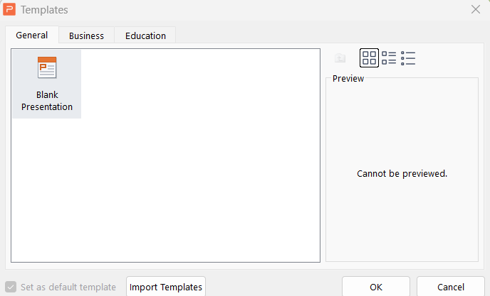 WPS Office presentation blank
