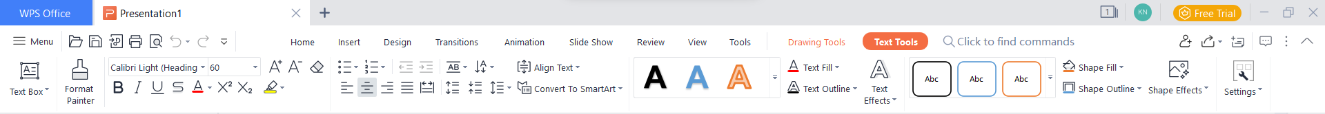 WPS Office presentation edit text