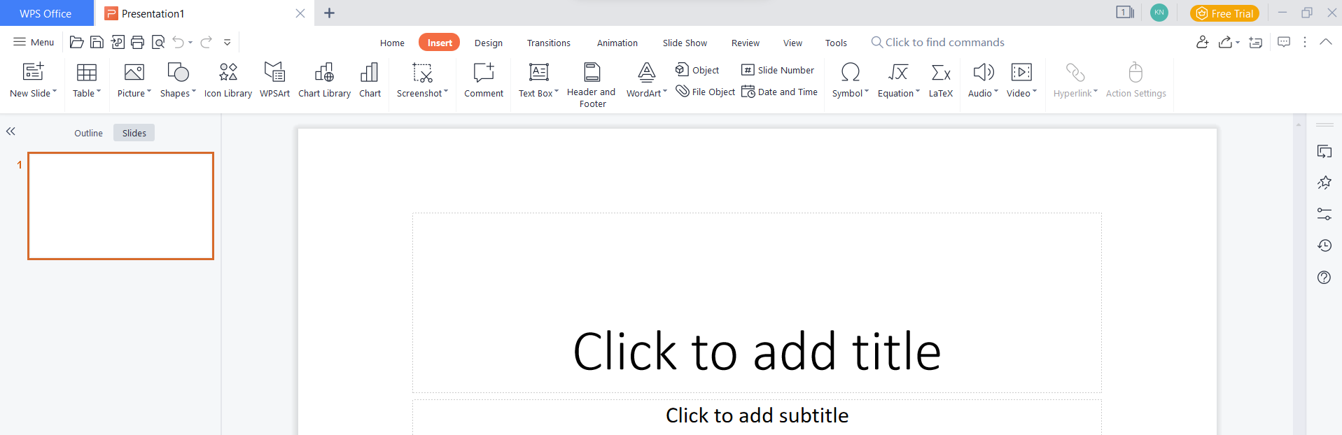 WPS Office presentation new slide