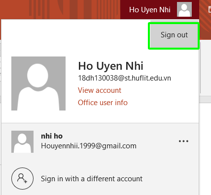 Click Sign out