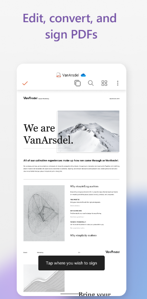 Microsoft Office mobile PDF functionality