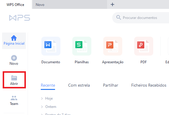 Abrir documentos com o WPS no PC
