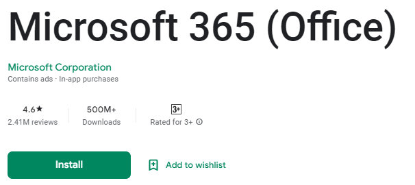 Microsoft Office Mobile Install