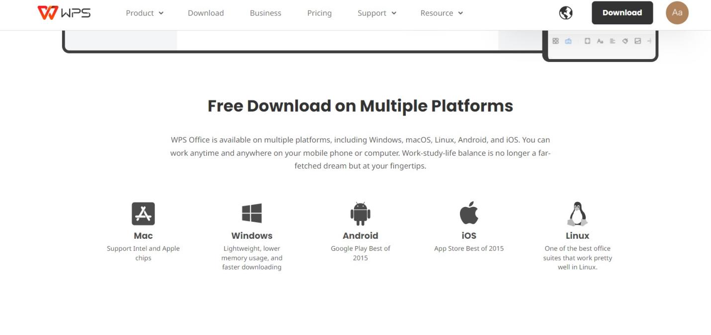 WPS Office supports all major operating systems