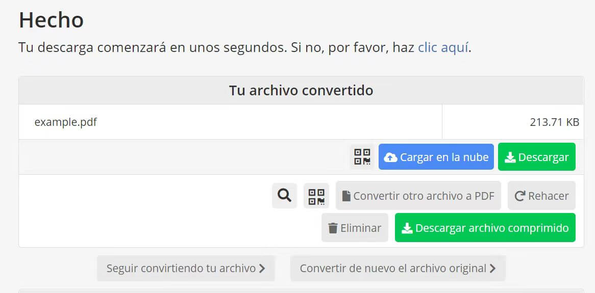 Se descargará automáticamente en PDF