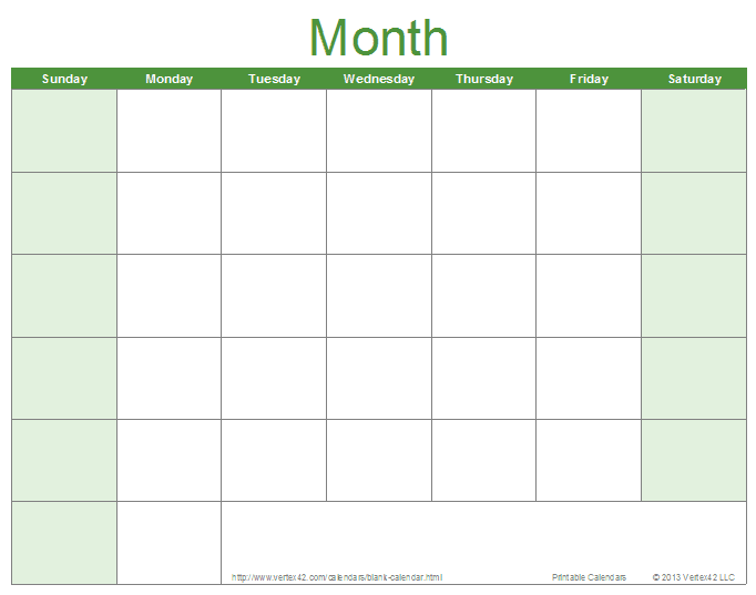 Blank Monthly Calendar Template PDF 2024 (Free & Printable Download)- WPS PDF Blog