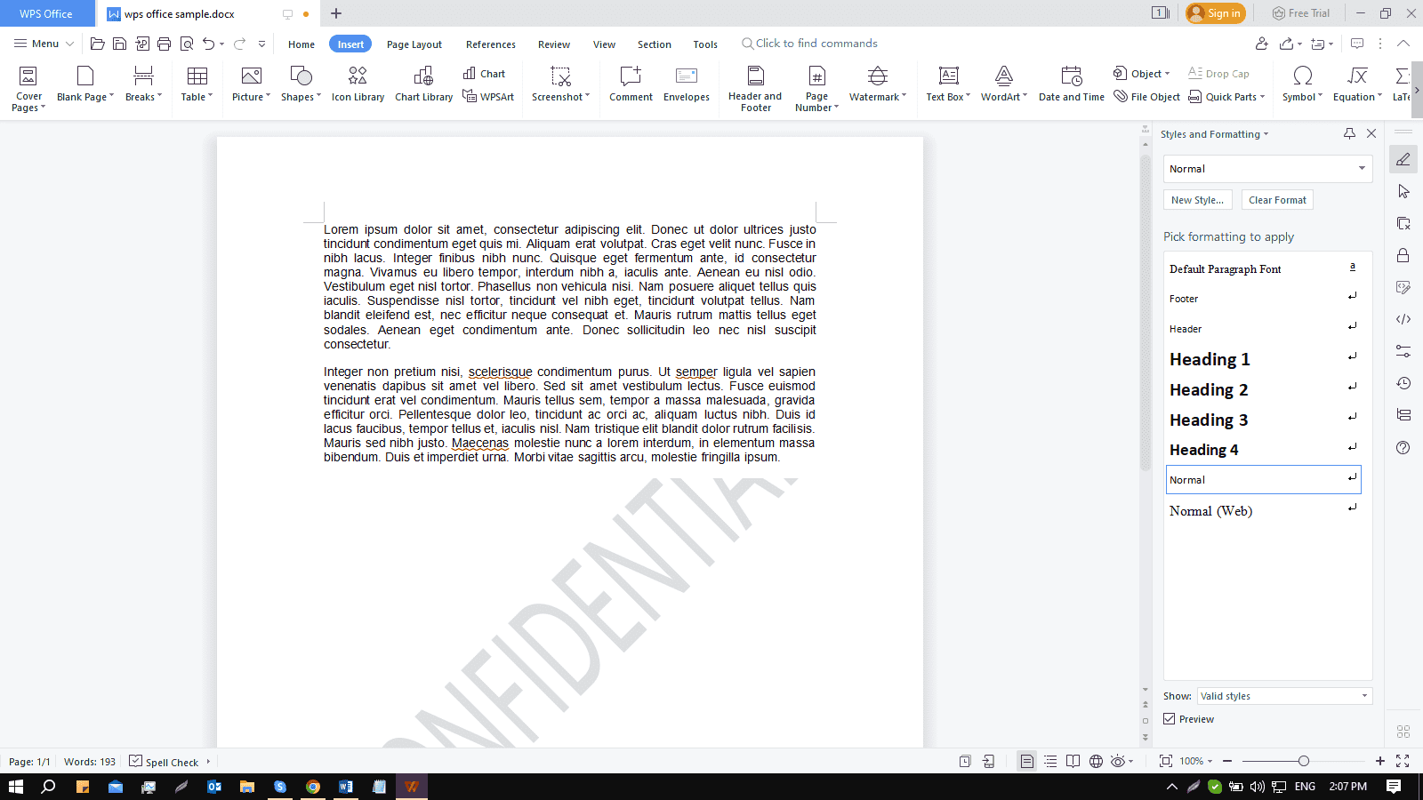 document containing watermark