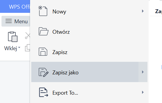 funkcja eksportu plików WPS