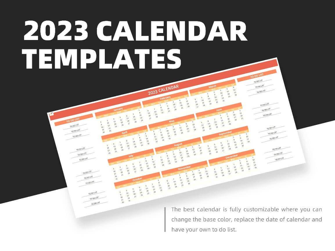 2023 Warm Color Calendar with To Do List