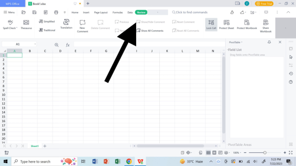 WPS Spreadsheet Review tab