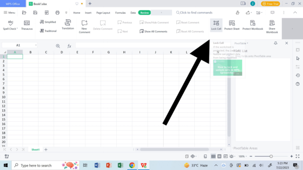 WPS Spreadsheet lock cells