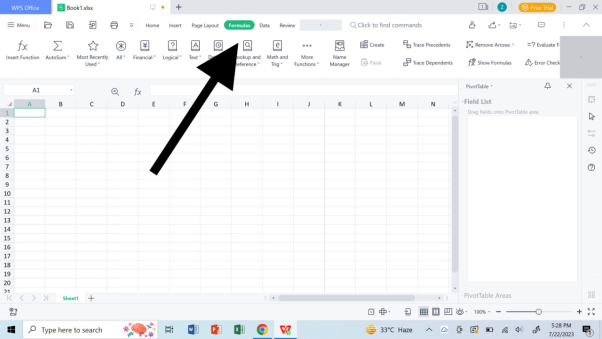 WPS Spreadsheet formula tab