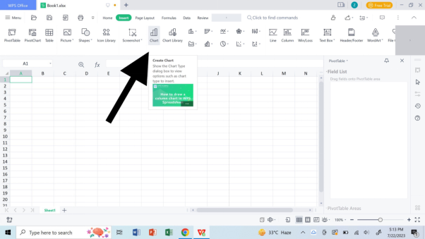 WPS Spreadsheet insert chart