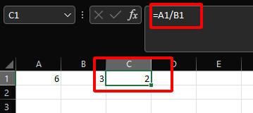 division formula result