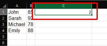 Math formula example result