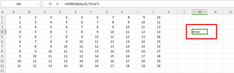 IFERROR Function result