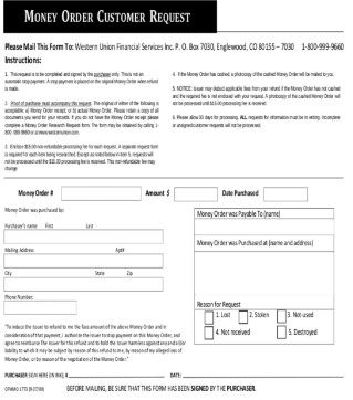 western union money order form