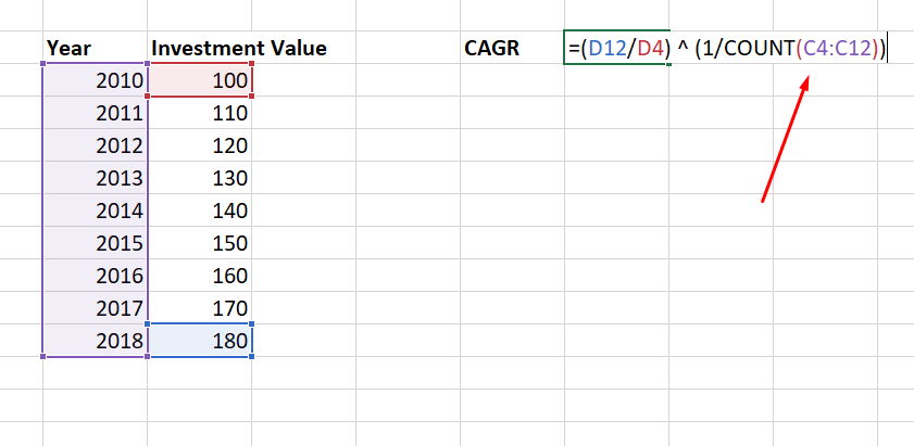 selecting cells for COUNT