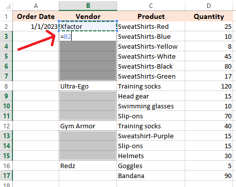 Excel Fill Down formula