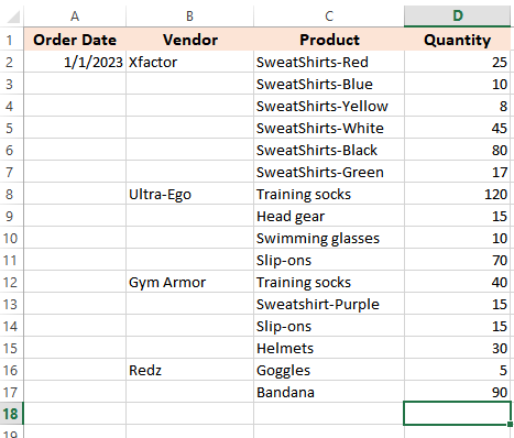  T-clothing vendors excel sheet