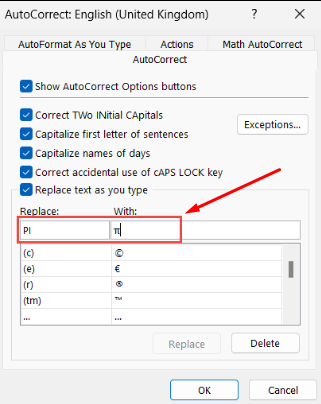 replace options in excel