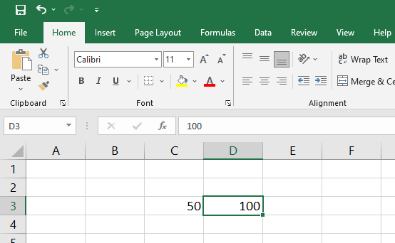 excel window on PC