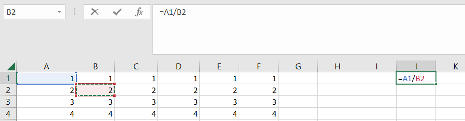 Enter the division formula