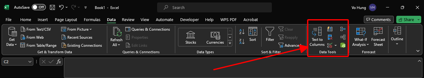 Text to Columns tool
