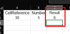 CellReference/Number result