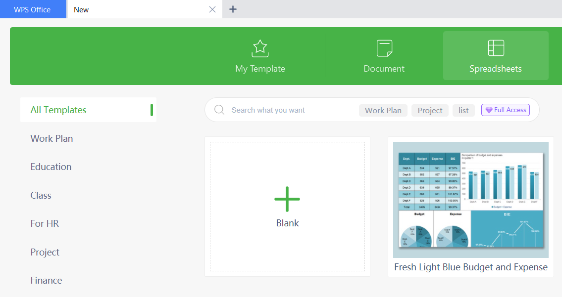 Open WPS SpreadSheet