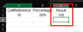 Cell Reference/Percentage result