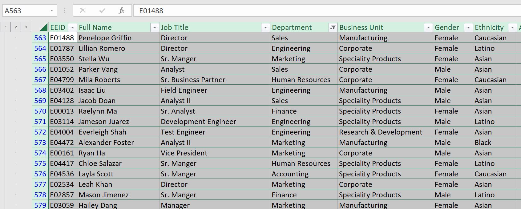 Select the entire sheet