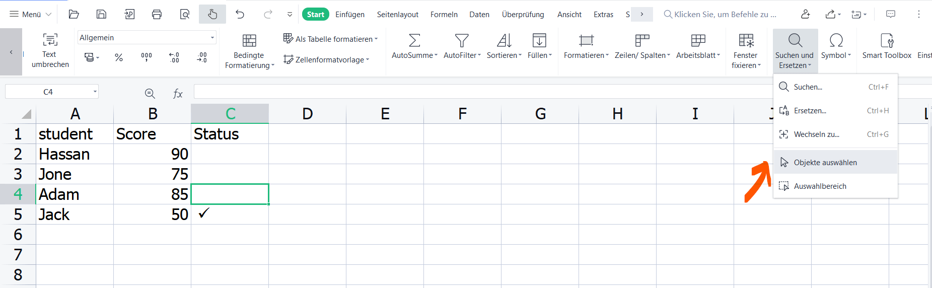Kontrollkästchen in Excel entfernen