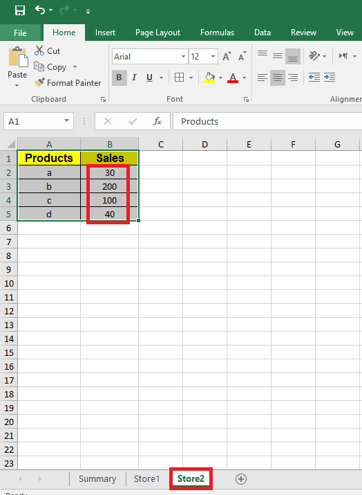 Excel Indirect function on Store 2