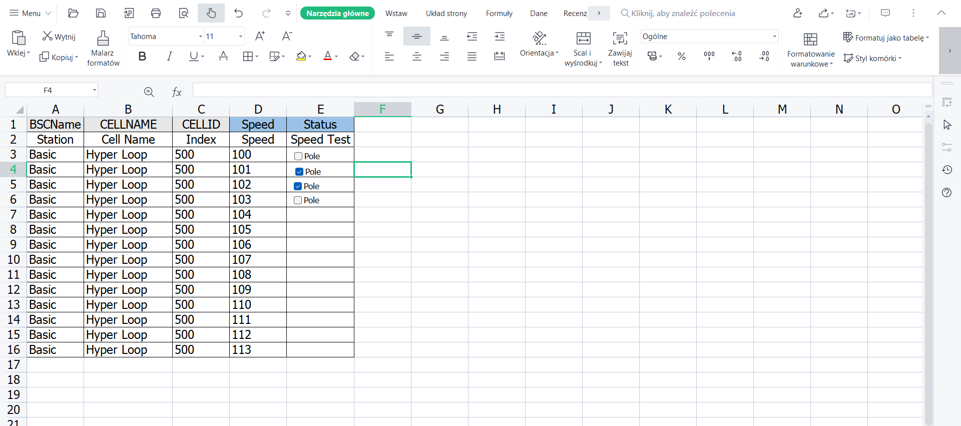 Wstawianie pola wyboru w Excelu