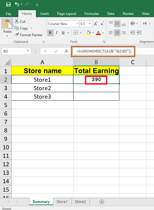 Excel Indirect function on Summary page