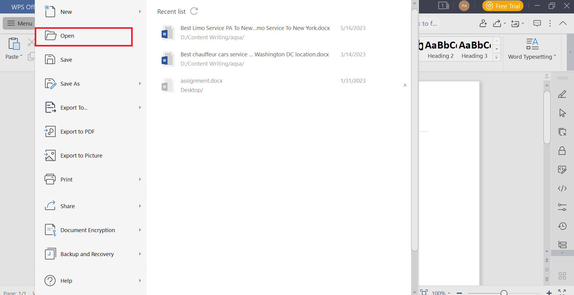 Browse for your desired file to open