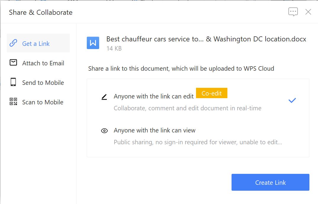 different sharing option