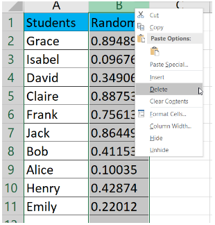  Excel deleting method