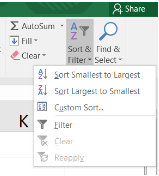  Excel “sort & filter”