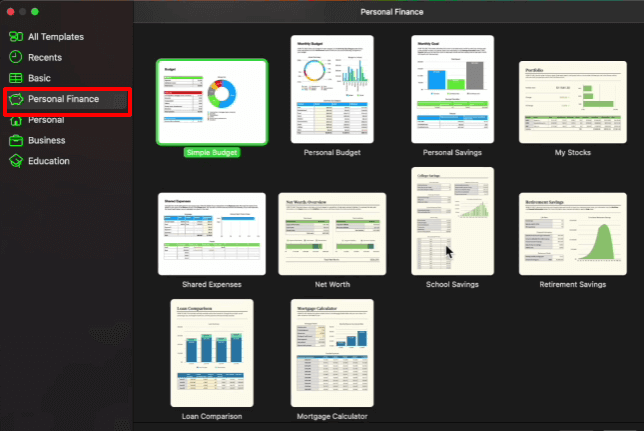 Personal Budget template