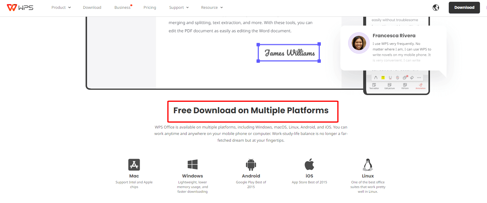 Multiple Platforms area.