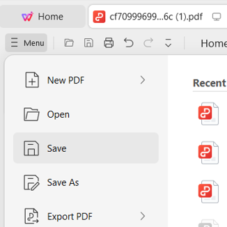 Save edited WPS Office template