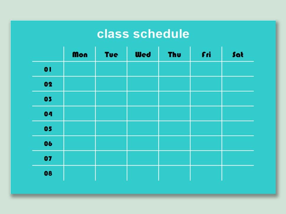 Green Class Schedule Curriculum