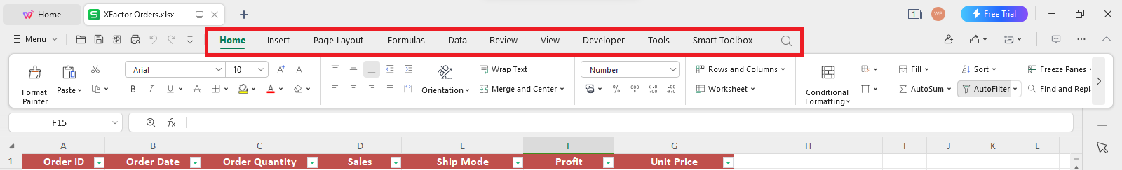  WPS Spreadsheets tools